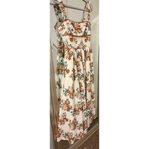 NWOT Floral Maxi Dress with Orange and Green Pattern